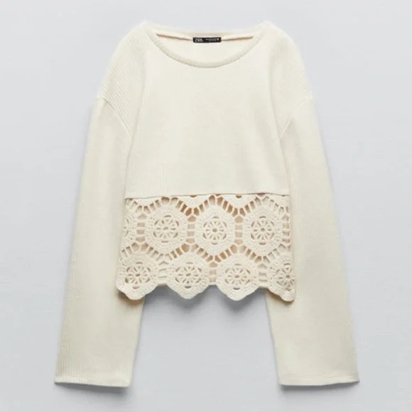 Zara pieces matching set crochet top skirt NWT